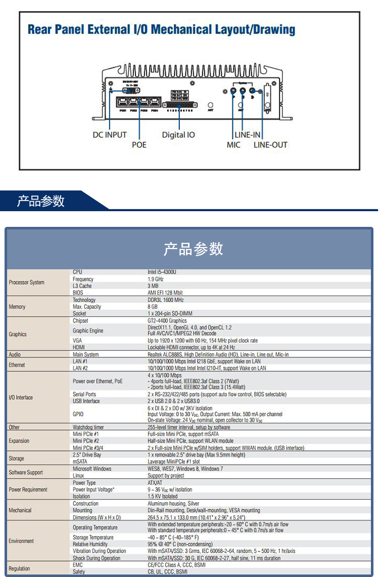 全新研華無風扇嵌入式工控機 車載應用 ARK-2151S