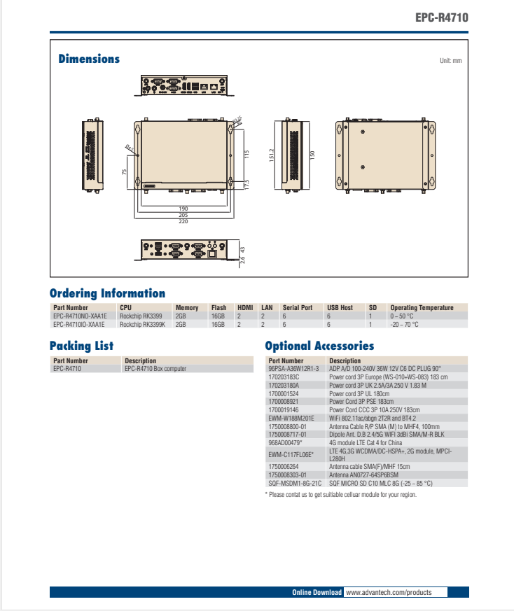 研華EPC-R4710 Rockchip RK3399 嵌入式工控機，