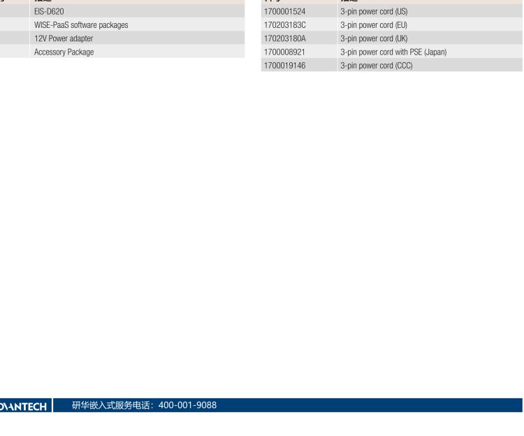 研華EIS-D620 研華EIS-D620，邊緣計算系統網關，基于Rockchip RK3399處理器，板載2GB內存，16GB eMMC 存儲，低功耗邊緣智能設備，具備豐富擴展接口 2 x LAN，1 x COM，1 x USB，2 x HDMI等，體積非常小巧，適用于邊緣設備控制及數據采集等應用場景。