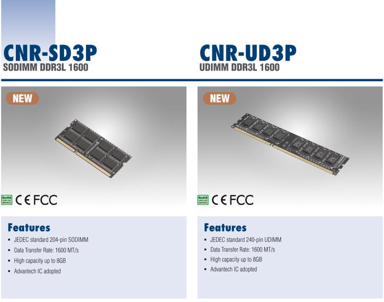 研華CNR-SD3P CNR DDR3是研華面向國內市場的內存條系列，產品采用海力士IC設計，交期短，且高性價比產品系列。適用于國產化及各類行業應用市場。