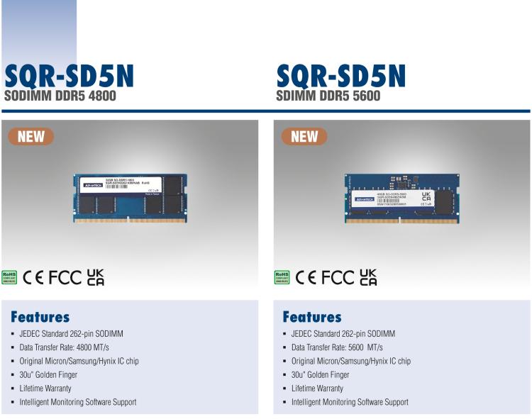 研華SQR-SD5N 工業級 SODIMM DDR5