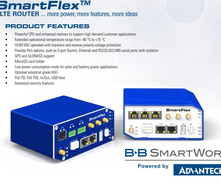 研華BB-SR30309125-SWH LTE 路由器、5E、USB、2I/O、SD、2S、PD、SL、Acc、SmartWorx Hub