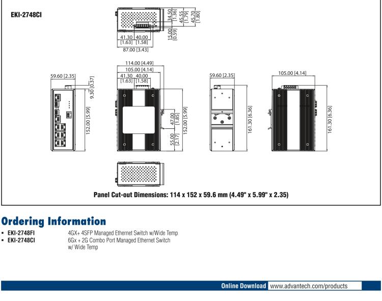 研華EKI-2748FI 4G+4G SFP 端口寬溫網管型工業以太網交換機