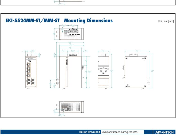 研華EKI-5524MMI-ST 2光4電百兆ProView(組態)系列工業以太網交換機(包含單模/多模、SC/ST接口)