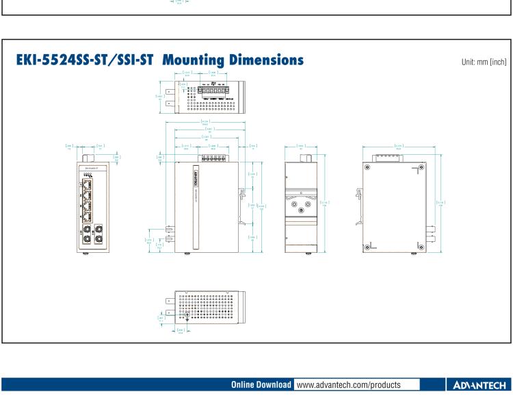 研華EKI-5524SSI 2光4電百兆ProView(組態)系列工業以太網交換機(包含單模/多模、SC/ST接口)