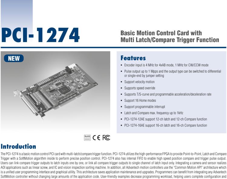 研華PCI-1274 四軸PCI接口DSP架構帶比較觸發功能運動控制卡