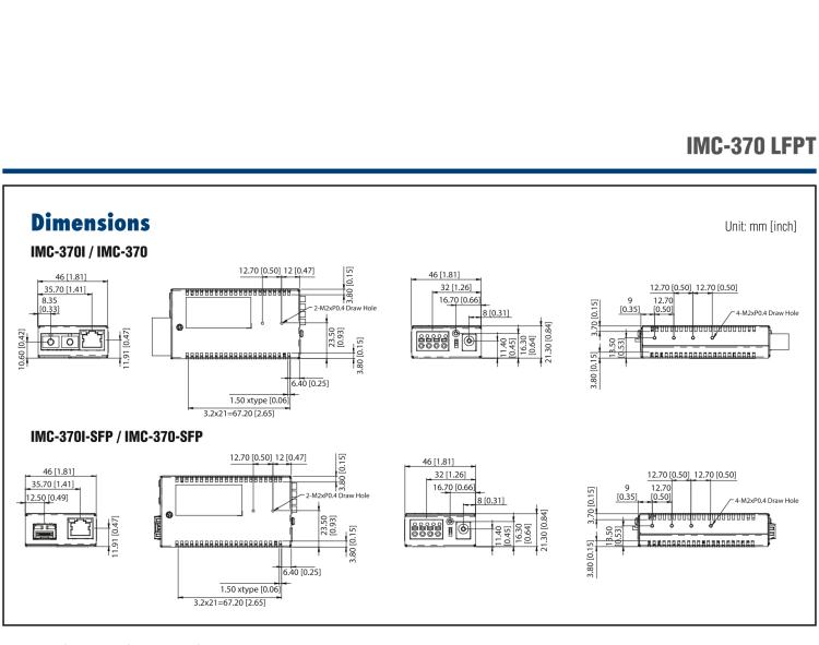 研華IMC-370-MM-PS-B Miniature Media Converter, 1000TX/SX, Multi-mode 850nm, LFPT, 550m, SC type, w/ AC adapter