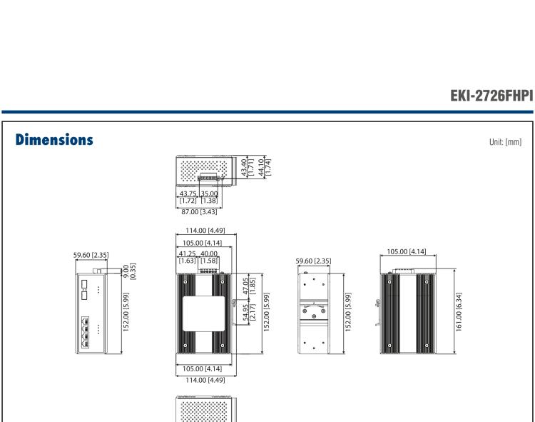 研華EKI-2726FHPI 4G+2 SFP W/ 4 IEEE 802.3 大功率寬溫 PoE 工業以太網交換機