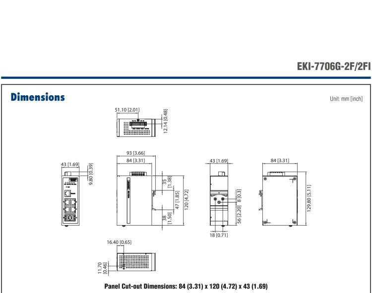 研華EKI-7706G-2FI 4GE+2G SFP網管型工業以太網交換機，-40～75℃