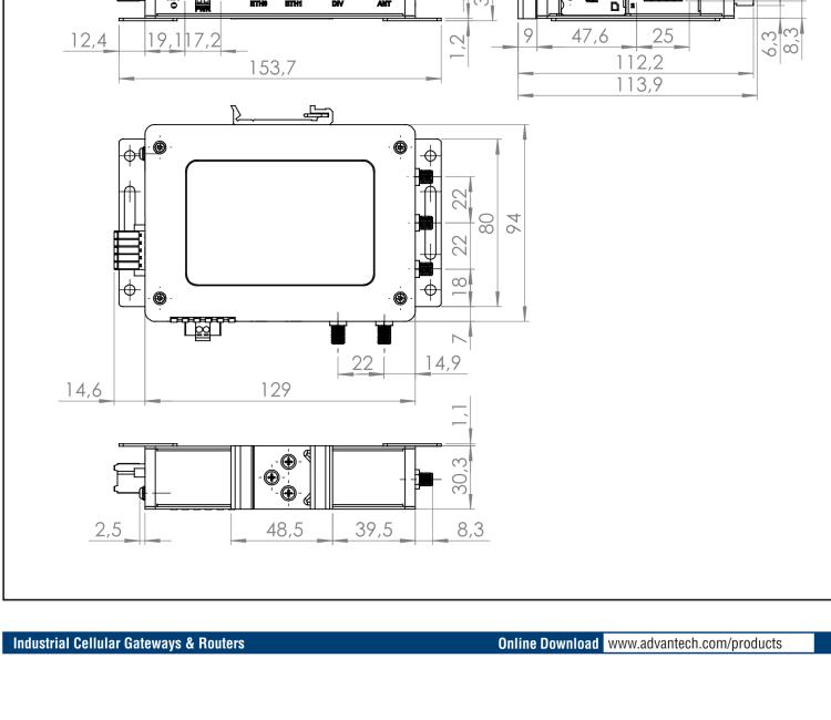 研華ICR-3232 ICR-3200, AUS/NZ, 2x Ethernet, 1x RS232, 1x RS485, Metal, Without Accessories