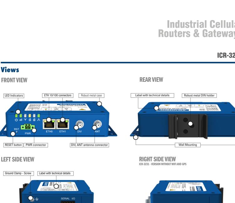 研華ICR-3231 ICR-3200, LTE catM1, NB-IoT, 1x Ethernet, 1xRS232, 1xRS485, SUPERCAP, Without Accessories