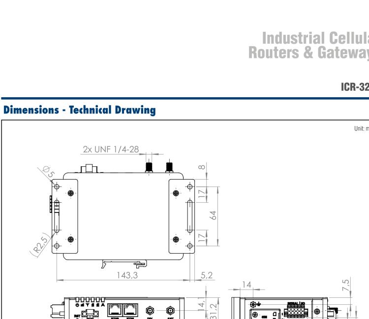 研華ICR-3231 ICR-3200, LTE catM1, NB-IoT, 1x Ethernet, 1xRS232, 1xRS485, SUPERCAP, Without Accessories