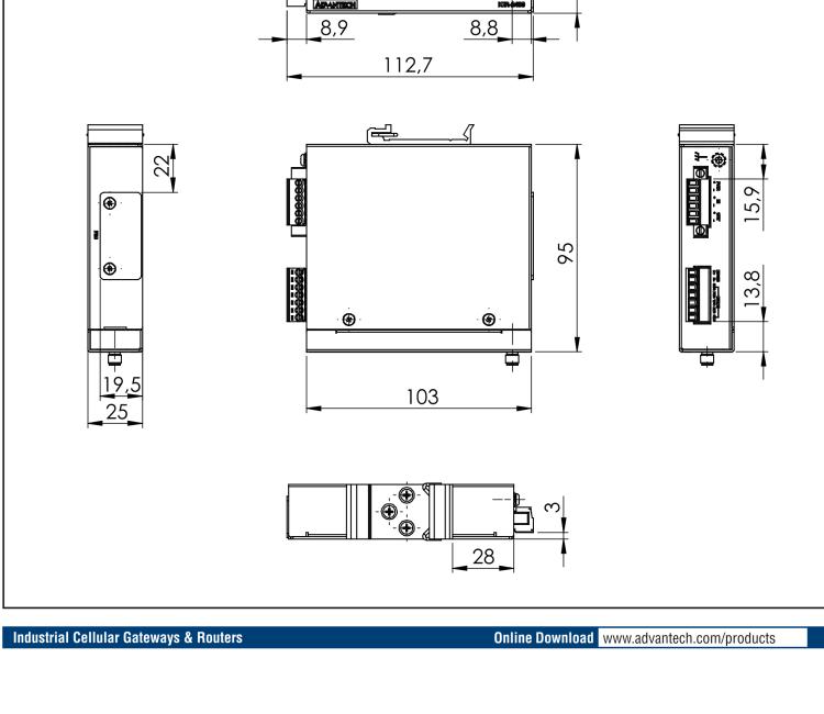 研華ICR-2412 ICR-2400, EMEA, 2x Ethernet , 1x RS232, 1x RS485, Metal, Without Accessories