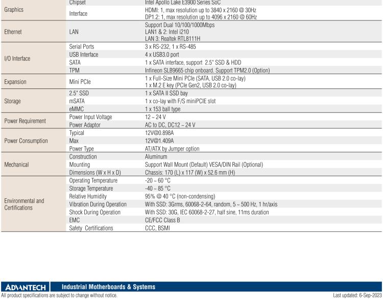 研華EPC-U2217 Intel Atom第六代Apollo Lake無風扇嵌入式工控機，3LAN，板載eMMC，CANBUS