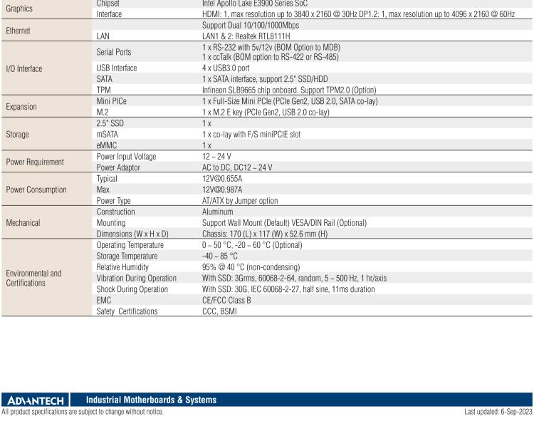 研華EPC-U2117 Intel Atom第六代Apollo Lake無風扇嵌入式工控機，板載eMMC，CANBUS