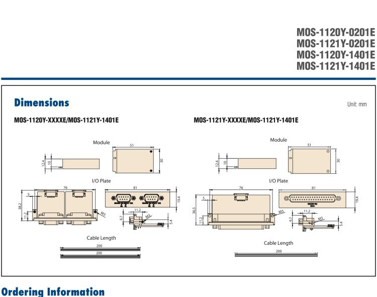 研華MOS-1120Y-0201E Isolated RS-232, 2-Ports, DB9, PCIe I/F