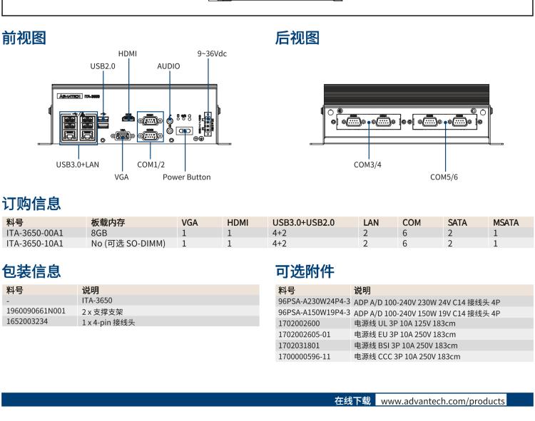 研華ITA-3650 Intel?第六/七代桌面級處理器 車載AI計算單元