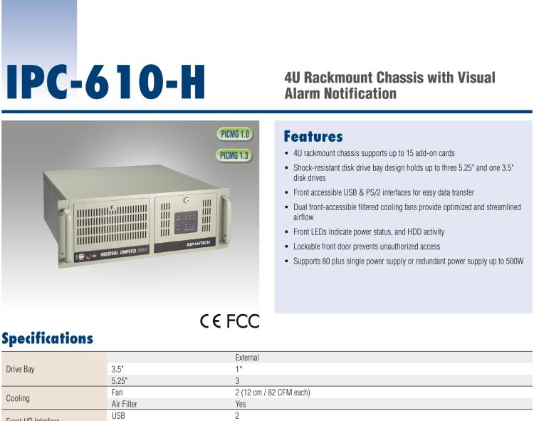 研華IPC-610-H 4U上架式機箱，支持LED指示 & 聲音警報通知