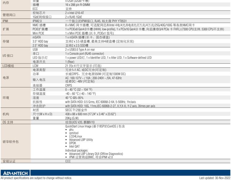 研華FWA-60H2 CPU采用海光7300/5300系列處理器，BIOS采用冗余設計，國產百敖源代碼，支持國產UOS/麒麟操作系統