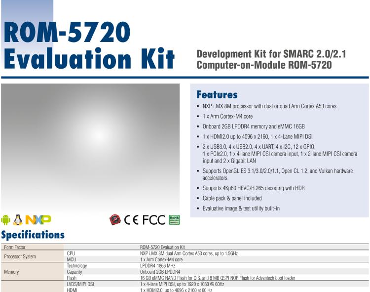 研華ROM-DK5720 研華SMARC 2.0/2.1核心板ROM-5720開發評估套件