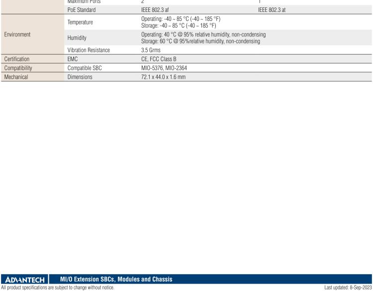 研華MIOe-PSE PoE IEEE 802.3af/at 15.4W/30W 供電設備（PSE）用于MIO單板電腦