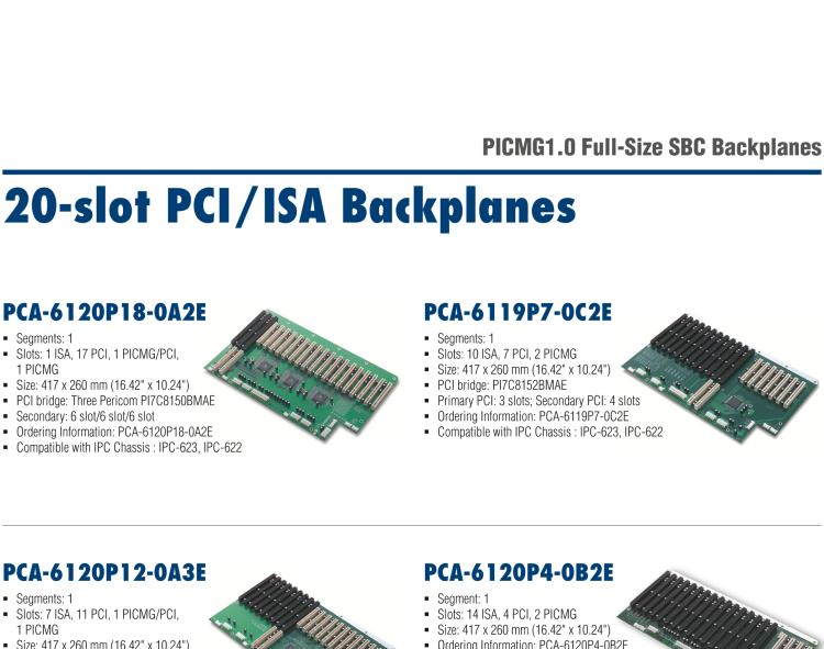 研華PCA-6108P6 8-slot PCI/ISA Backplanes