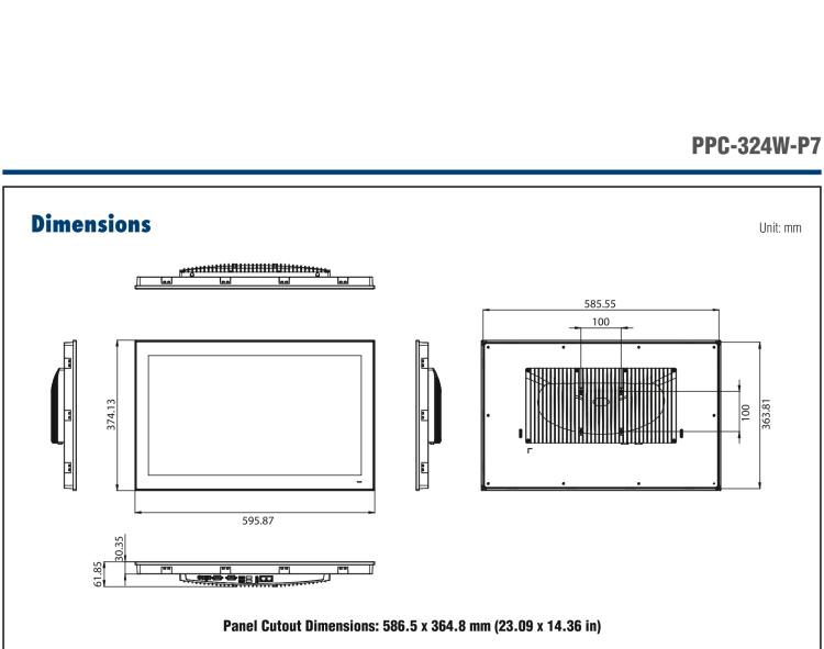 研華PPC-324W-P7 23.8" 寬屏無風扇工業平板電腦 Intel? Core? i 處理器