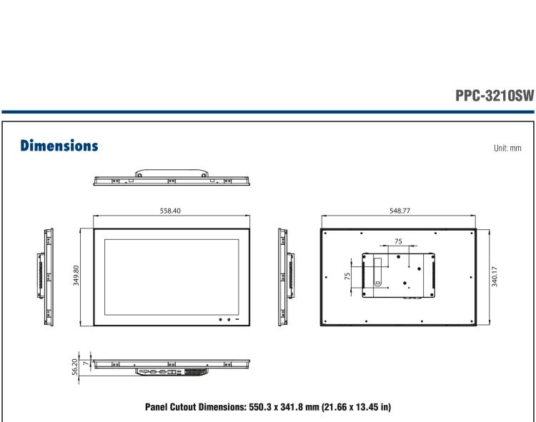 研華PPC-3210SW 21.5"無風扇工業平板電腦, 搭載 Intel? Celeron? N2930 處理器