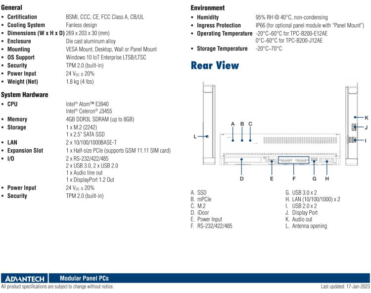 研華TPC-B200 采用Intel?Celeron?J3455處理器的主機模組