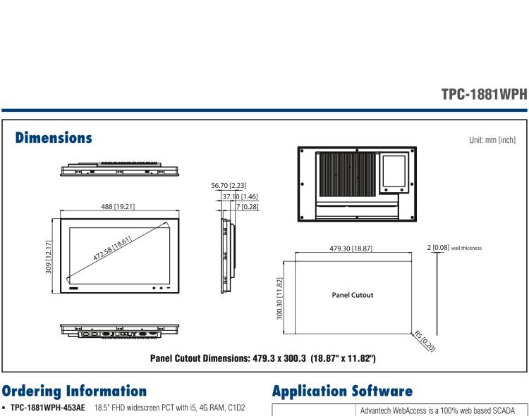 研華TPC-1881WPH 18.5 FHD TFT LED LCD Intel? 4th Generation Core i5 Multi-Touch Panel Computer