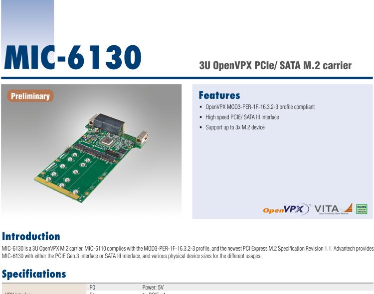 研華MIC-6130 3U OpenVPX PCIe/SATA M.2計算機