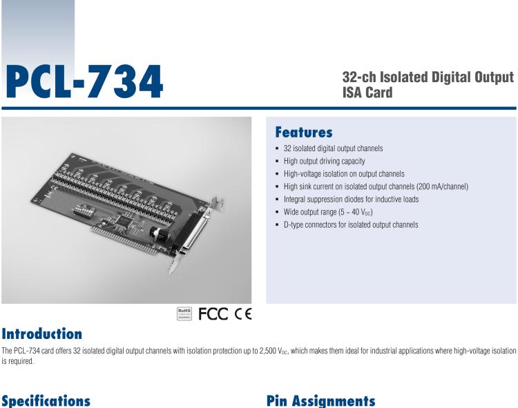 研華PCL-734 32通道隔離數字輸出ISA卡