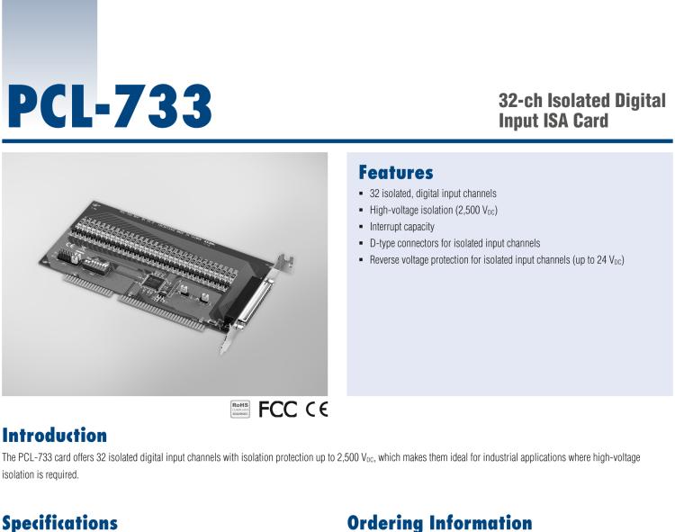 研華PCL-733 32通道隔離數字輸入ISA卡
