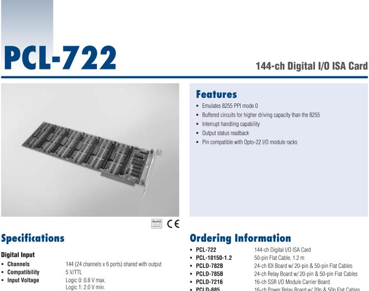 研華PCL-722 144通道數字輸入/輸出ISA卡