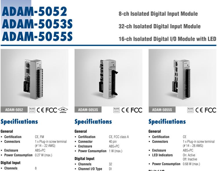 研華ADAM-5053S 32通道隔離數字量輸入模塊