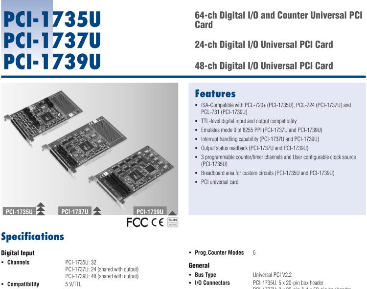 研華PCI-1739U 48通道TTL數字輸入/輸出卡