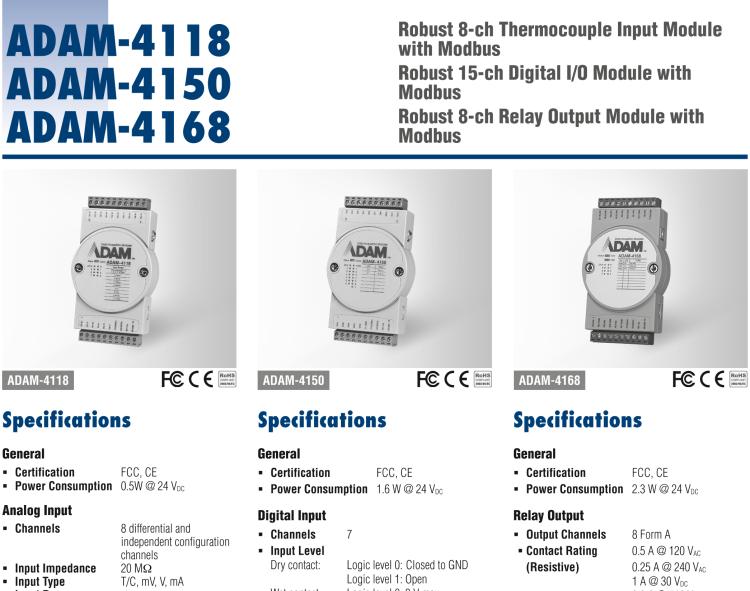 研華ADAM-4118 堅固型8路熱電偶輸入模塊，帶Modbus